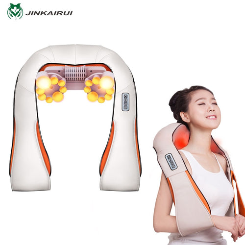 JinKaiRui U Shape Electrical Shiatsu Massager Shawl Roller Heat Massage Electric Pain Neck and Shoulder Multi-function Massagem